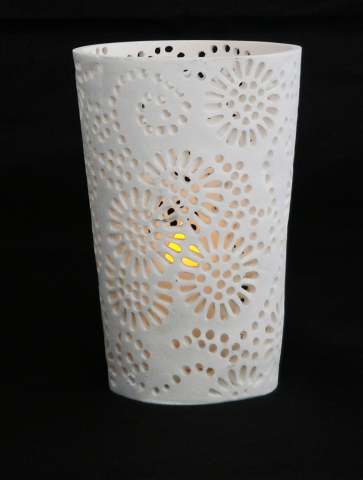 White Sun Flower Resin Tea Light Holder - Bud Punch